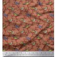 thumbnail image 1 of Soimoi Poly Georgette Fabric Leaves,Red Berries & Parrot Bird Print Sewing Fabric Yard 52 Inch Wide, 1 of 1