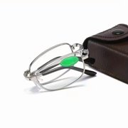 Ultralight Foldable Reading Glasses for Men Business Travel Portable Metal Eyewear with Leather Case