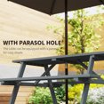thumbnail image 4 of Outsunny Wood Picnic Table Set with Built-in Benches Umbrella Hole Grey, 4 of 10