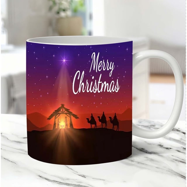 EGNMCR Cups Print Mug Ceramic Mug, Printed Coffee Cup, Commemorative Ceramic Cup Of Jesu Birth A mug
