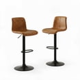 thumbnail image 2 of Bar Stools Set of 4, Height Adjustable Swivel Barstools, Bar Chairs with Backs & Metal Footrest for Home Kitchen, Barstools for Kitchen Dining Reception, PU Leather, Brown, 2 of 6