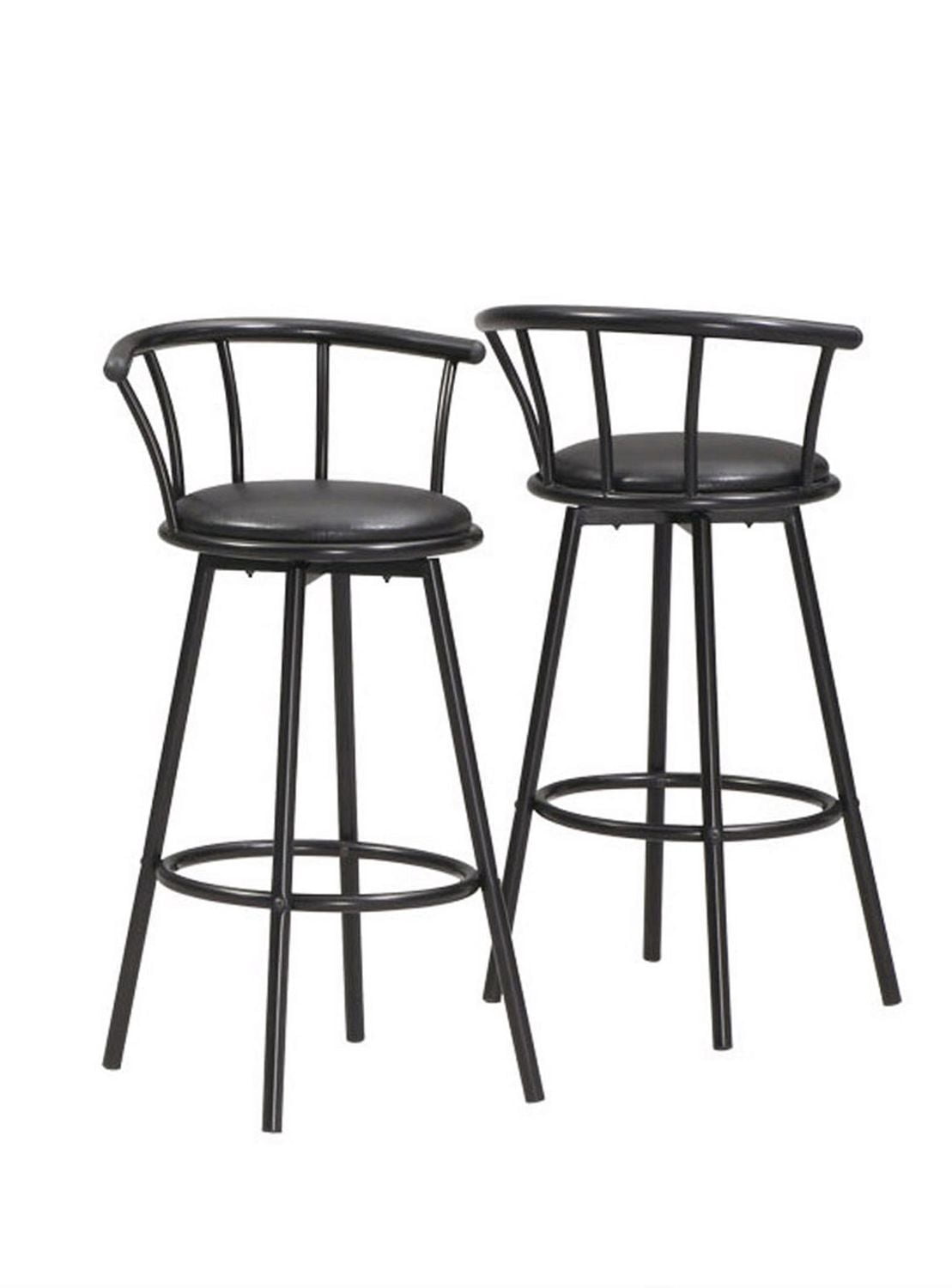 Monarch Specialties Bar Stool, Set Of 2, Swivel, Bar Height, Metal, Pu Leather Look, Black, Contemporary, Modern