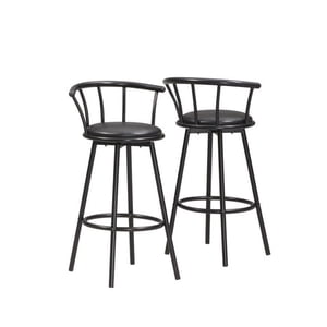 Monarch Specialties Bar Stool, Set Of 2, Swivel, Bar Height, Metal, Pu Leather Look, Black, Contemporary, Modern