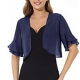 thumbnail image 4 of Meichang Women Bolero Shrug Soft Chiffon Open Front Sheer Short Sleeve Cropped Cardigans Solid Loose Fit Casual Summer Cardigans for Women Lightweight Navy L, 4 of 7