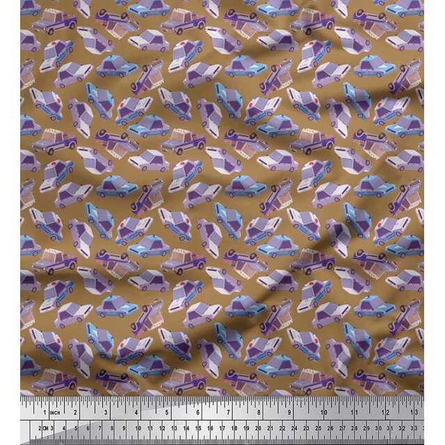 Soimoi Cotton Duck Fabric Car Transport Decor Fabric Printed Yard 56 Inch Wide