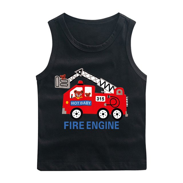 RXIRUCGD 2025 Vêtements d'Été pour Enfants Chemise de Base à Col Rond Sans Manches pour Garçons