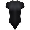 thumbnail image 4 of LUXUR Combinaison Femme Manches Courtes T-Shirt Body Col Rond Hauts Justaucorps Décontractés Couleur Unie Noir m, 4 of 9