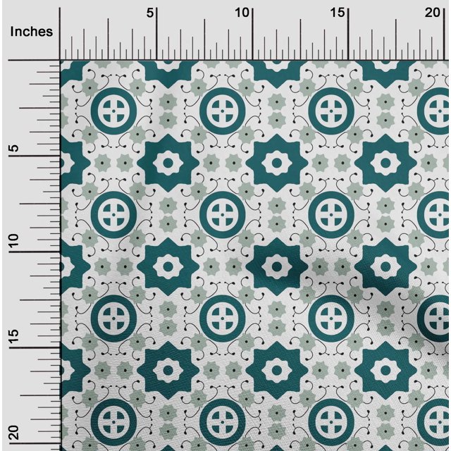oneOone Viscose Jersey Dark Teal Blue Fabric Geometric Block Sewing Craft Projects Fabric Prints By Yard 60 Inch Wide