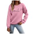 thumbnail image 1 of Chandail pour Femme Automne Superposition Haut Col Rond Chandail à Rayures Manches Longues Hauts Décontractés Tenue de Détente Douillette Chandail Sport Femme Rose TTG, 1 of 7