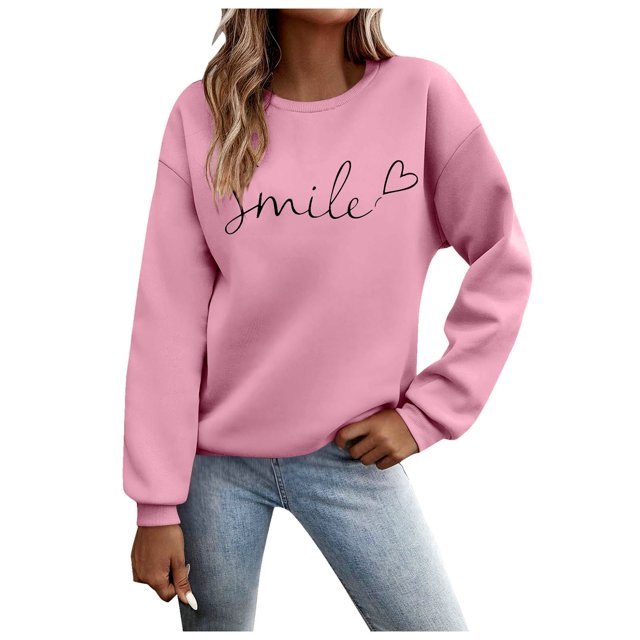 Chandail pour Femme Automne Superposition Haut Col Rond Chandail à Rayures Manches Longues Hauts Décontractés Tenue de Détente Douillette Chandail Sport Femme Rose TTG