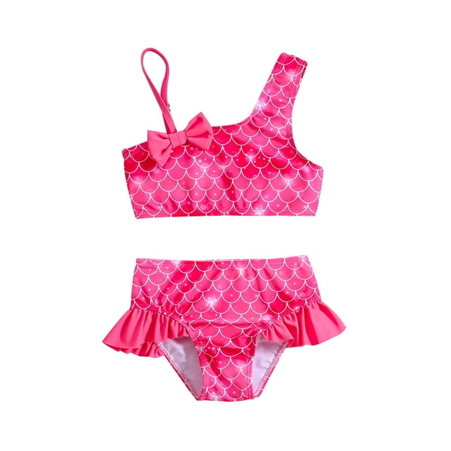 Baby Girls Swimsuit 2 Piece Summer Tankini Swimsuit Cute Print Bathing Suits for Girls 6-12 Months