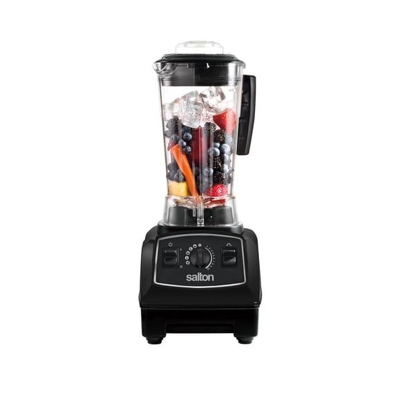 Salton Power Blender PRO 2 L Mélangeur de Comptoir / 2 HP 1500 W Haute Vitesse 30 000 Tr/min / Système de Broyage de Glace à 8 Lames / Mélangeur pour Smoothies, Soupe et Sauce avec 5 Programmes Contrôle des Impulsions / Noir (BL2150MBK)