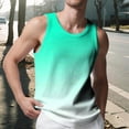 thumbnail image 2 of Sentmoon Men's Tank Shirts Summer Sleeveless Crew Neck Vest Gradient Color Relaxed Fit Plus Size Breathable Tank Tops Men Hawaii for Layering Under Shirts Green M, 2 of 9