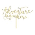 thumbnail image 1 of Adventure Begins Here Custom Rustic Wedding Cake Topper Personalized Cake Topper Cake Decoration 8-9 Inches., 1 of 3