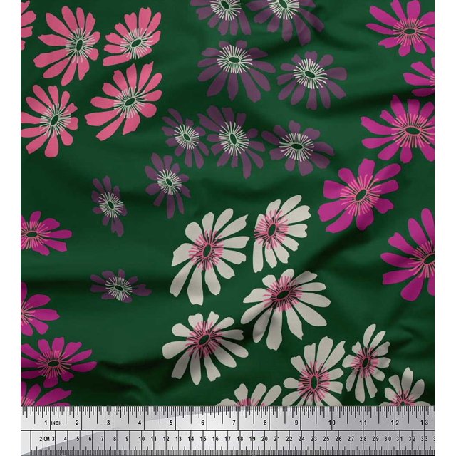 Soimoi Poly Georgette Fabric Artistic Flower Printed Craft Fabric by the Yard 52 Inch Wide
