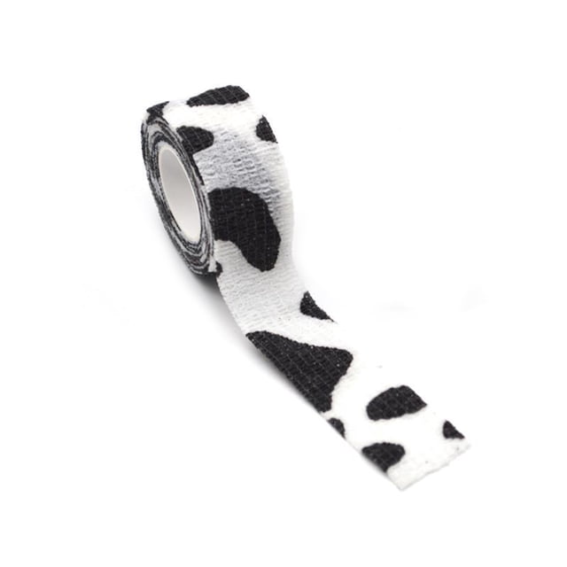 Graflsoa 4-Pack Adhesive Writing Finger Bandages, featuring a cute cow design, made of non-woven fabric. Each roll measures 1.0 inch in width and 5 yards in length. These self-adhesive, breathable, and anti-callus wraps are ideal for students, providing comfort and protection during writing. The bandages are lightweight, soft, and easy to tear without scissors, offering good elasticity and secure adhesion without sticking to skin or hair.