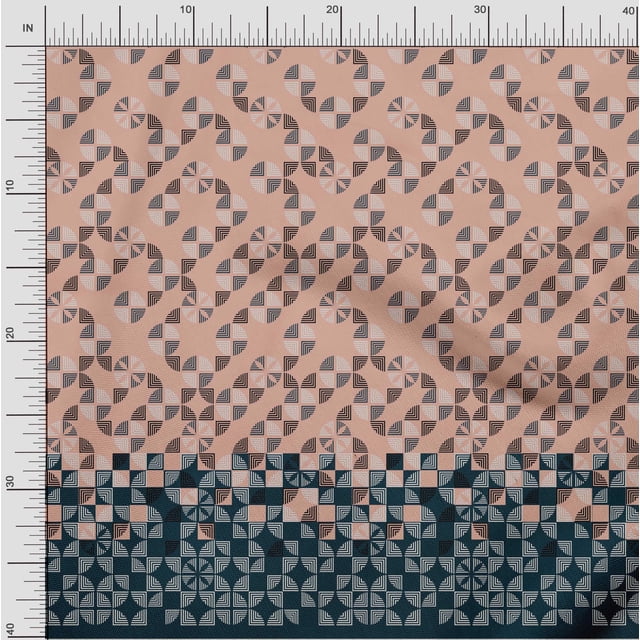 oneOone Cotton Poplin Peach Fabric Geometric Panel Craft Projects Decor Fabric Printed By The Yard 56 Inch Wide