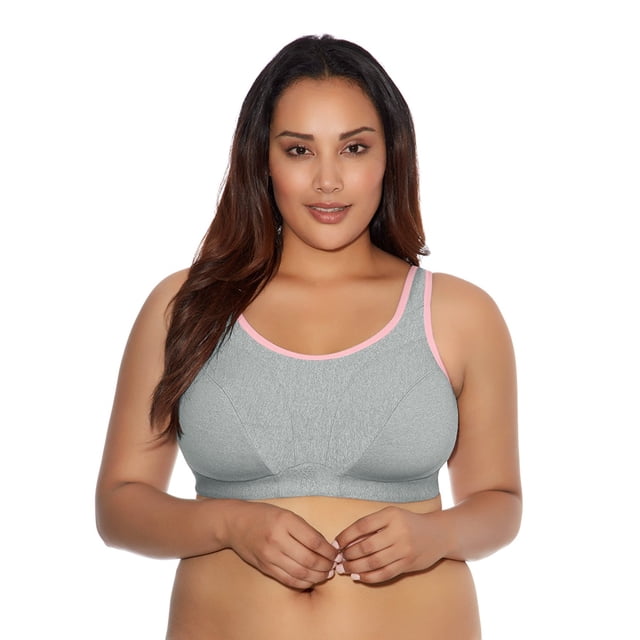 Goddess Women`s Plus-Size Soft Cup Sports Bra, 36D, GRAY HEATHER