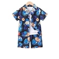 thumbnail image 1 of MIASHUI Toddler Boy Beach Outfit Set Summer Print Button Down Shirt Short Pants,Blue,2-3 Years, 1 of 6