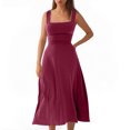 thumbnail image 1 of Timegard Robes d'Été pour Femmes à Larges Bretelles, Encolure Carrée, Sans Manches, Couleur Unie, Coupe Ajustée, Décontractée, Confortable, 1 of 6