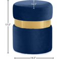 thumbnail image 4 of Meridian Furniture Hailey Contemporary Velvet Ottoman/Stool in Navy, 4 of 8