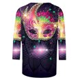 thumbnail image 5 of Tenue de Carnaval pour Femmes, T-Shirts de Croisière de Carnaval pour Femmes, Masque Pailleté Graphique Vêtements de Mardi Gras Femmes Grande Taille, Mode T-Shirts à Col Rond à Manches 3/4 Imprimés Masque de Carnaval pour Femmes Hauts de Carnaval, 5 of 5