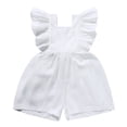 thumbnail image 1 of XDZJLR Girls' Jumpsuits & Rompers Baby Boys Playsuits Ruffled Fly Sleeve Newborn Linen Overalls Infant Summer Clothes Romper White 6-12 Months, 1 of 2