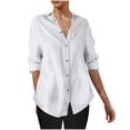 thumbnail image 2 of JDQJBZ Hauts d'Été pour Femmes, Chemisier pour Femmes Couleur Unie à Revers Boutonné Manches 3/4 Hauts pour Femmes Hauts Amples Décontractés pour Femmes, 2 of 5