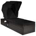 thumbnail image 2 of Costway Patio Rattan Lounge Chair Chaise Cushioned Top Canopy Adjustable Tea Table Black, 2 of 10
