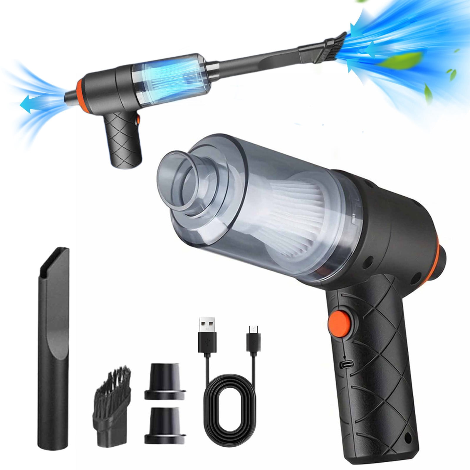 Car Vacuum Cleaner,Small Vacuum Cleaner Handheld Car Vacuum Cleaner 120W Powerful Suction Small Car Vacuum Cleaner Mini Dusts Buster with Usb Portable Vacuum Cleaner with Two Blow Nozzles