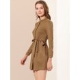 thumbnail image 3 of INSPIRE CHIC Robe Élégante en Faux Suède à Manches Longues Décontractée avec Ceinture pour Bureau, 3 of 6
