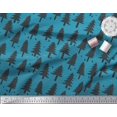 thumbnail image 2 of Soimoi Blue Modal Satin Fabric Snow & Cedar Tree Printed Fabric 1 Yard 42 Inch Wide, 2 of 5