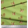 thumbnail image 3 of Soimoi Green Poly Georgette Fabric Tree & Animals Dots Print Fabric by the Yard 52 Inch Wide, 3 of 5