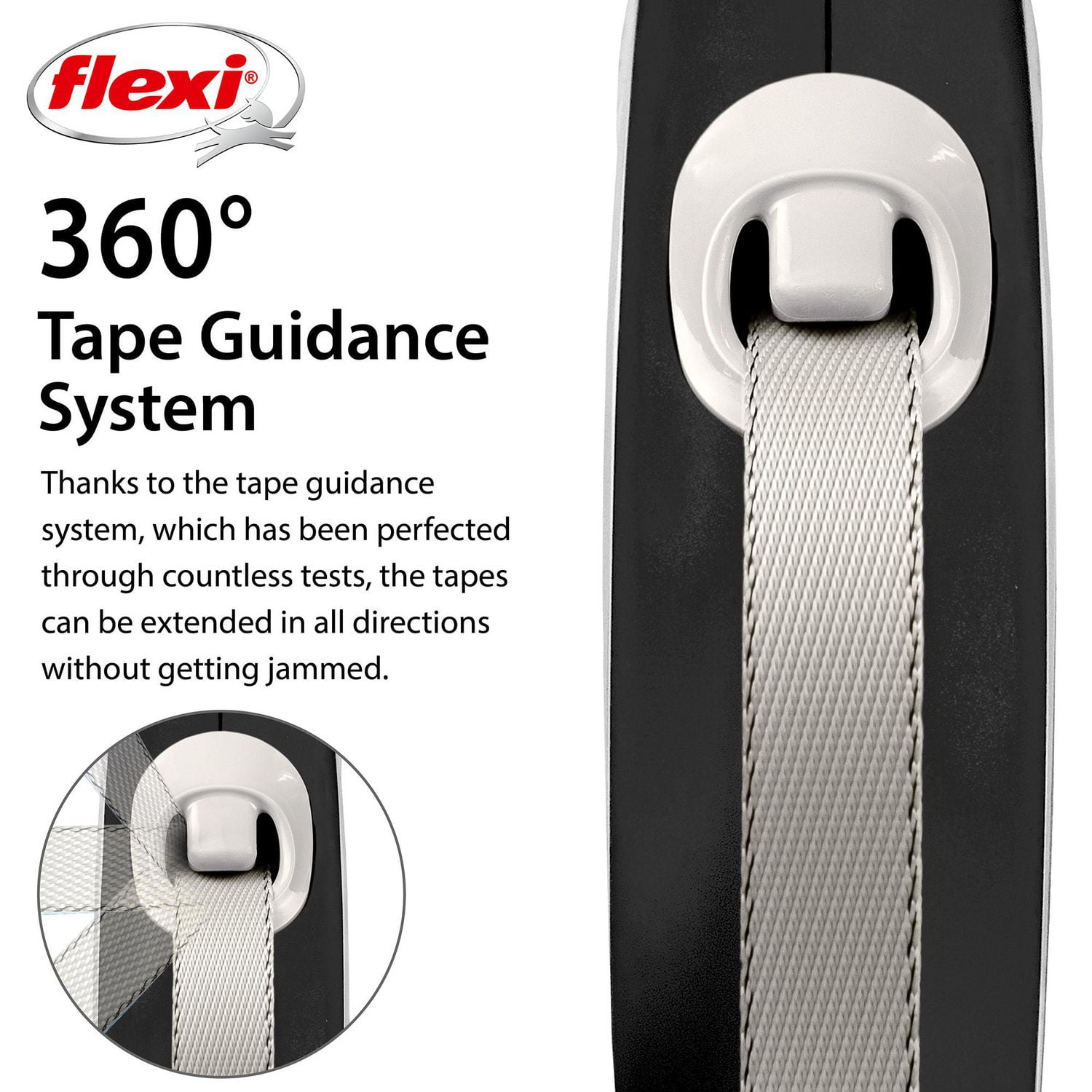 Flexi New Comfort Laisse à Ruban Rétractable pour Grand Chien, Noir, 8m/26 Pieds