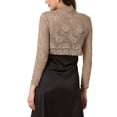 thumbnail image 3 of INSPIRE CHIC Boléro Court Ouvert en Dentelle Florale Transparente pour Femme P Camel, 3 of 6