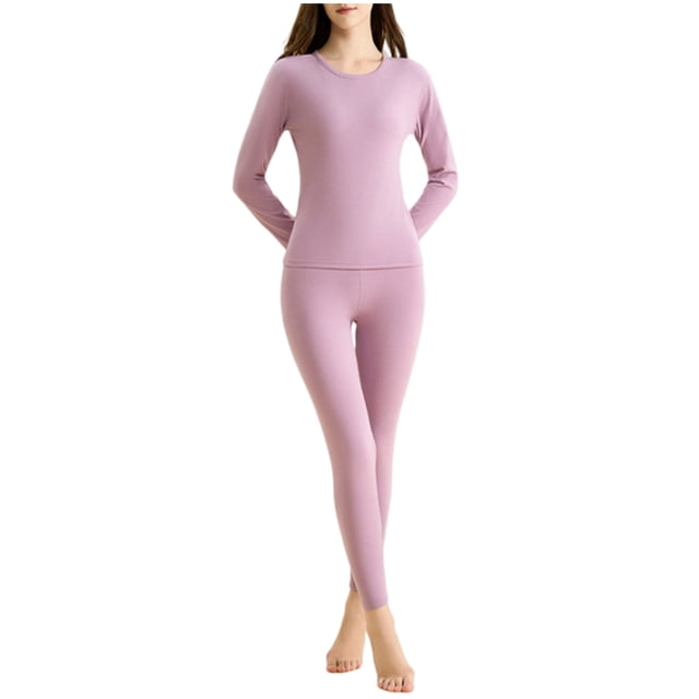 Besolor Women's Thermal Underwear Set Soft Fleece Lined Base Layer Top and Bottom Set for Cold Weather Plus Size