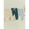 thumbnail image 2 of Faithtur Toddler 3 Piece Long Pants Winter Baby Solid Color Slim Fit Ribbed Bottom Infant Knitted Pull-Up Pants, 2 of 9