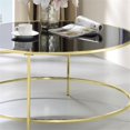 thumbnail image 4 of Bowery Hill Table Basse Ronde Contemporaine avec Dessus en Verre Trempé et Base en Acier, Laiton, 4 of 5