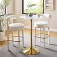 thumbnail image 3 of Pemberly Row 28" Round Metal & Wood Bar Table in Gold and White, 3 of 7