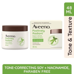 Aveeno Positively Radiant Night Cream, Face Moisturizer, Skin Tone, Dark Spots, Niacinamide, Soy