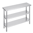 thumbnail image 1 of VEVOR Table de Préparation des Aliments en Acier Inoxydable, Table de Travail de Cuisine Commerciale 14 x 48 x 34 Pouces, avec 2 Tablettes Inférieures Ajustables, Table de Préparation Robuste Table de Travail en Métal pour BBQ, Cuisine, Maison et Garage, 1 of 9