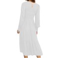 thumbnail image 3 of LUXUR Robes Maxi à Manches Longues pour Femmes Décontractées Robe de Soirée Ligne A Blanche m, 3 of 3