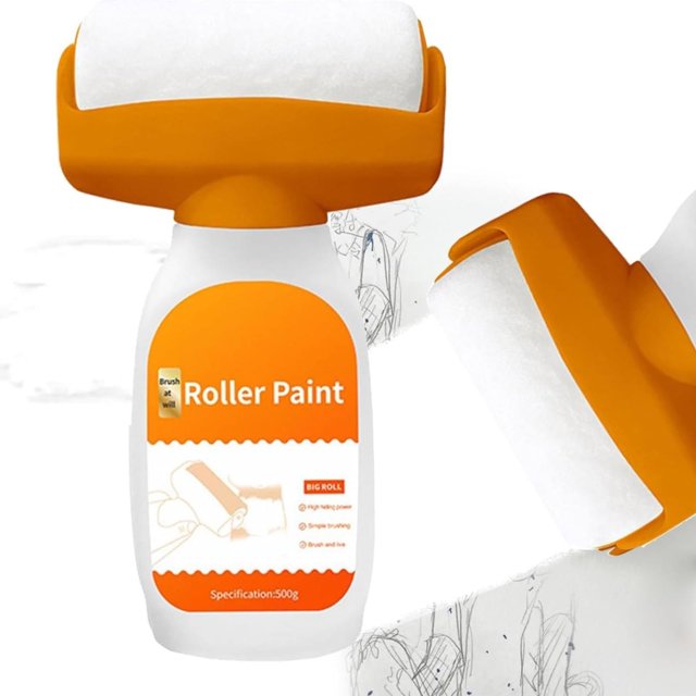 Growsl Repair Agent Wall Roller Paint 2 In 1 Roller Brush Wall Tool Wall Rolling Brush Roller Wall Paint Paste Portable Wall Paint Tool For Repairing Latex Paint Wall 500ml White