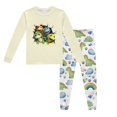 thumbnail image 1 of Pyjama pour Garçons, Enfants, Dinosaure Imprimé, Col Rond, Haut à Manches Longues, Pantalon, Ensemble de Pyjama 2 Pcs Printemps Automne, Pyjama Bébé Beige 7 Ans-8 Ans, 1 of 5