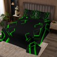 thumbnail image 2 of Erosebridal Gradient Geometry Bedspread Sets Queen Size, Chic Striped Bed Quilt, Neon Green, 3-Piece, 2 of 5