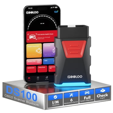 GOOLOO DS100 OBD2 Scanner Bluetooth Full System Car Scanner Diagnostic Tool for IOS & Android,Check Engine Code Reader,6 Maintenance Services,Battery Test,Hud Display