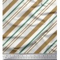 thumbnail image 1 of Soimoi Green Georgette Viscose Fabric Diagonal Stripe Print Fabric by Yard 42 Inch Wide, 1 of 5