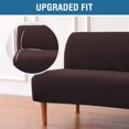 thumbnail image 3 of Armless Futon Cover Stretch Sofa Bed Slipcover Protector Elastic Feature Rich Textured High Spandex Small Checks Jacquard Fabric Futon Cover, Machine Washable, 3 of 7