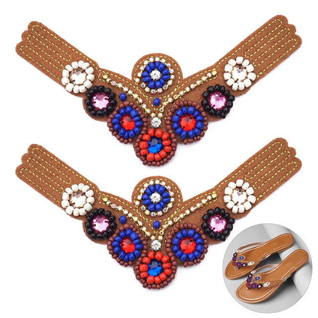 2PCS Shoes Patch Fashion Handmade DIY Shoes Applique Sew on Patch for Sandals