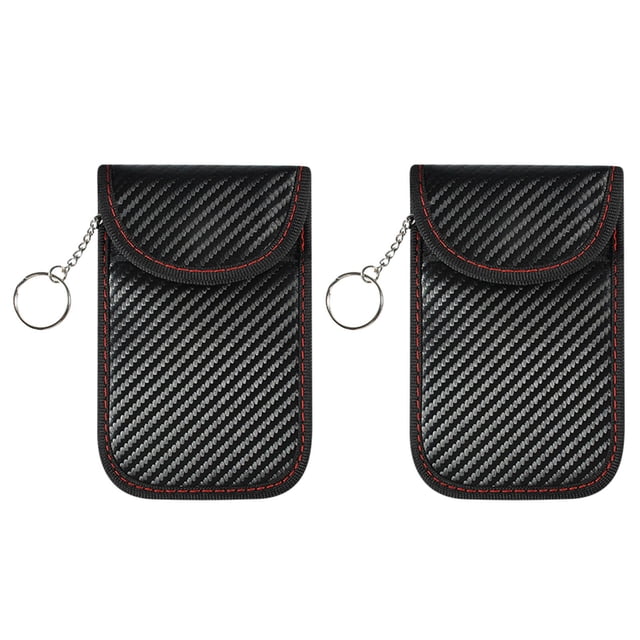 Cagogo RFID Key Fob Protector, 2 Pack Car Key Signal Blocking Bag, Anti-Theft RFID Blocker Pouch, Anti-Hacking Case for Keyless Entry Vehicles, Leather Key Fob Cover for Car Keys and House Keys